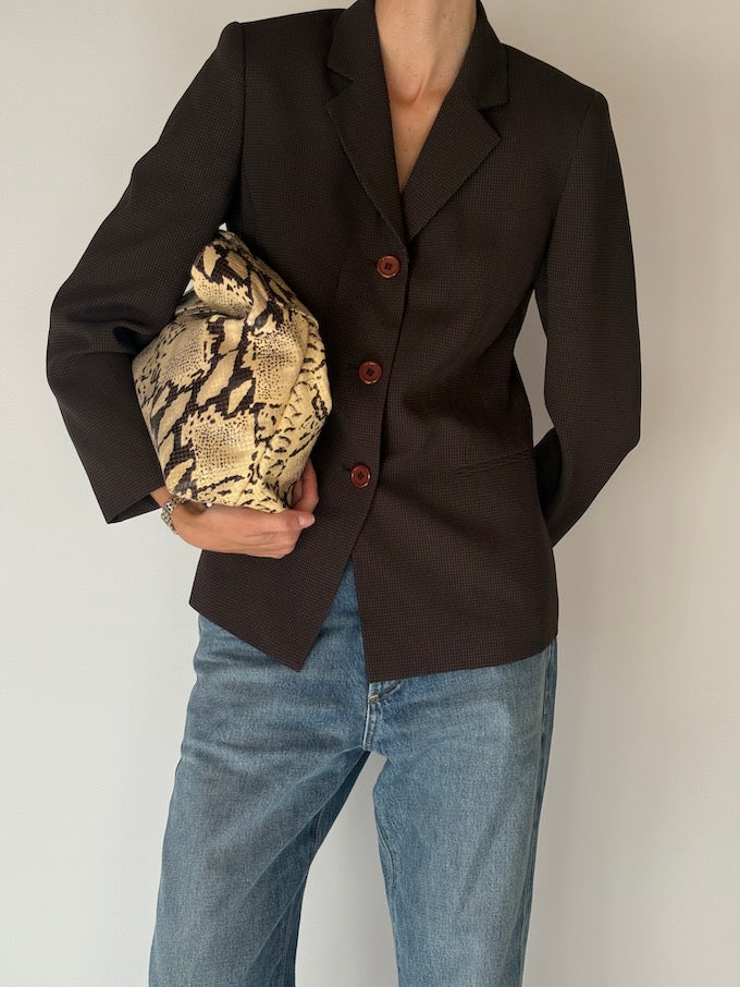 Vintage Micro-Pattern Blazer Brown 6671