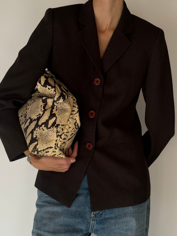 Vintage Micro-Pattern Blazer Brown 6671