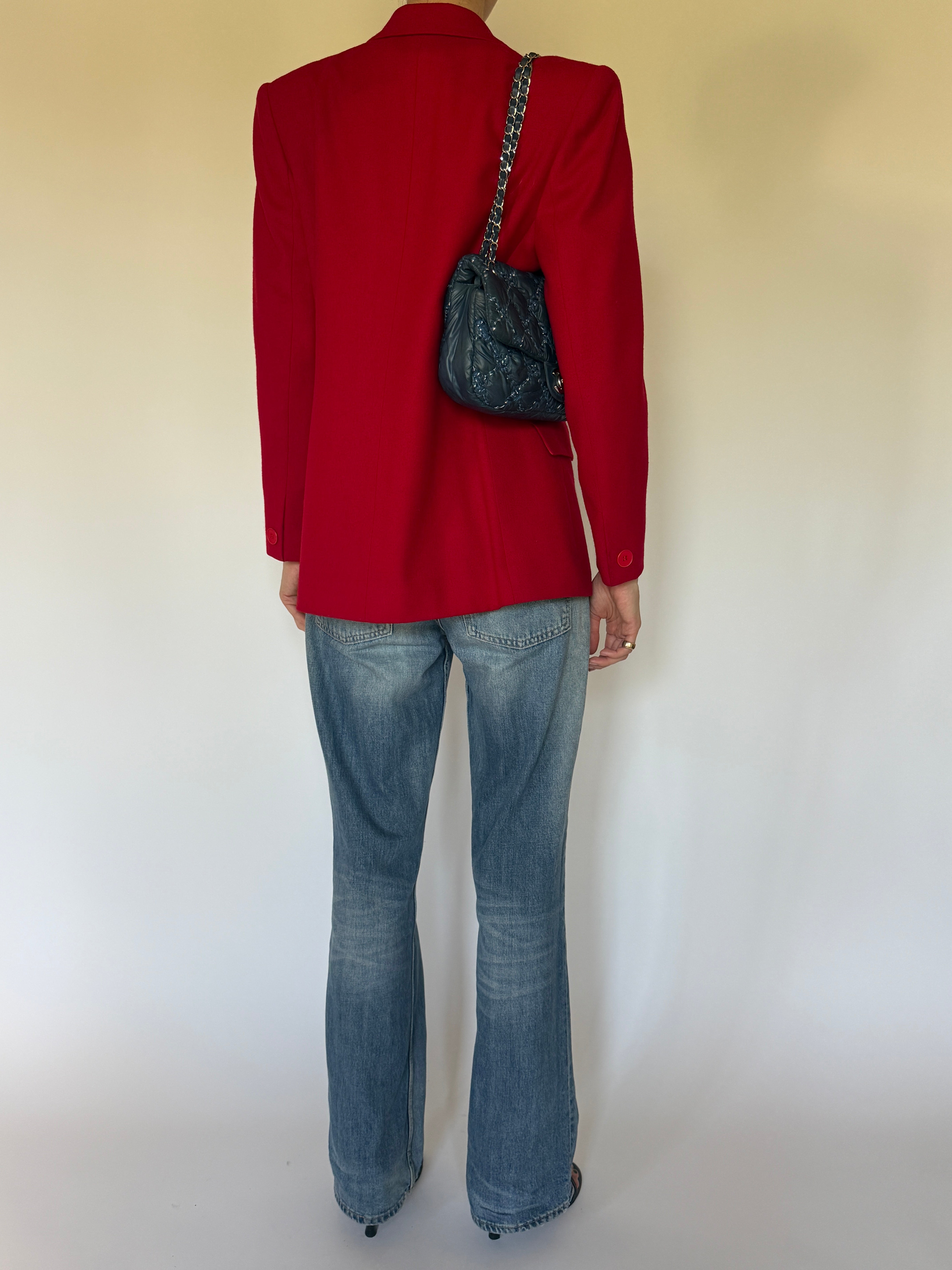 Vintage 100% wool red blazer back view
