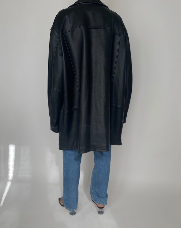 VINTAGE OVERSIZED BLACK LEATHER JACKET 2468