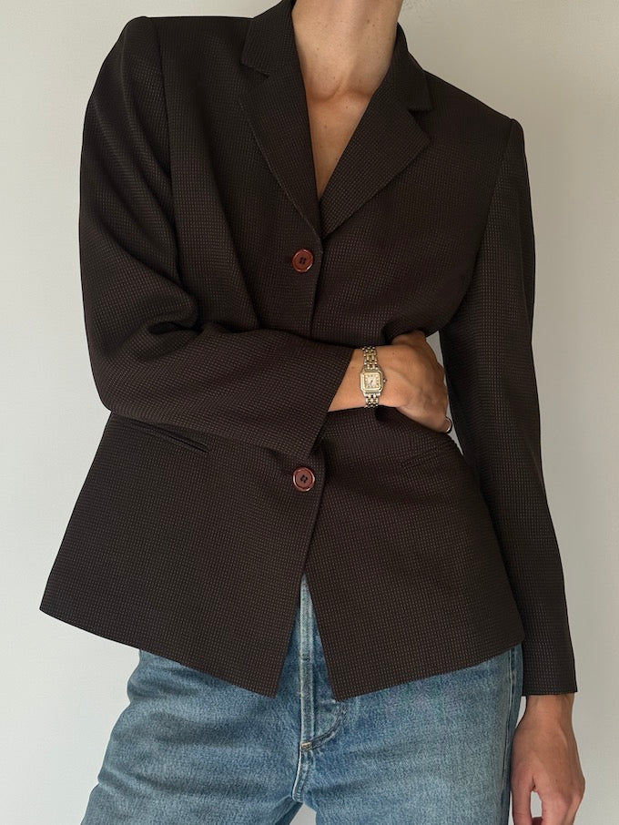 Vintage Micro-Pattern Blazer Brown 6671