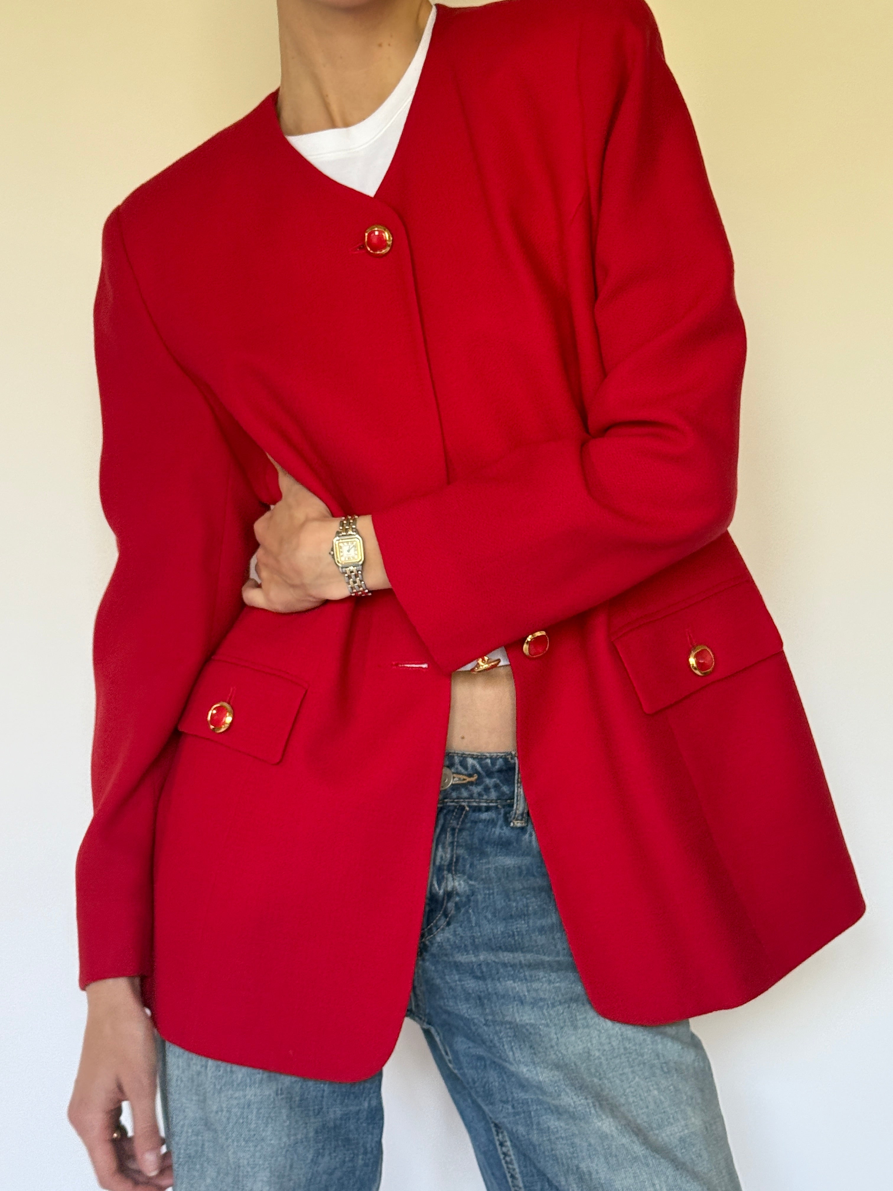 Vintage red wool jacket front view
