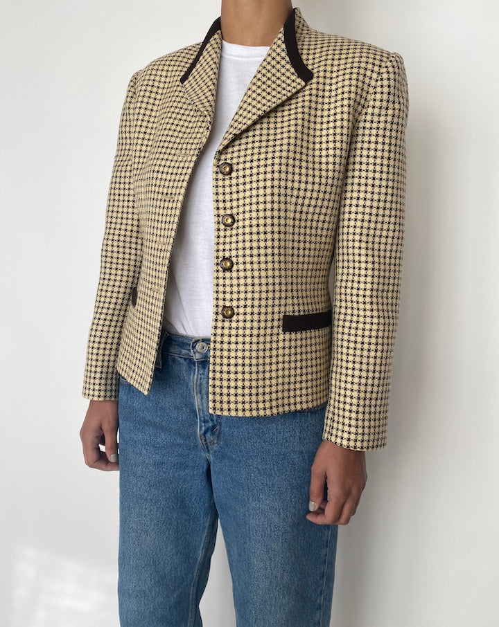 VINTAGE BEIGE AND BROWN BLAZER 2459