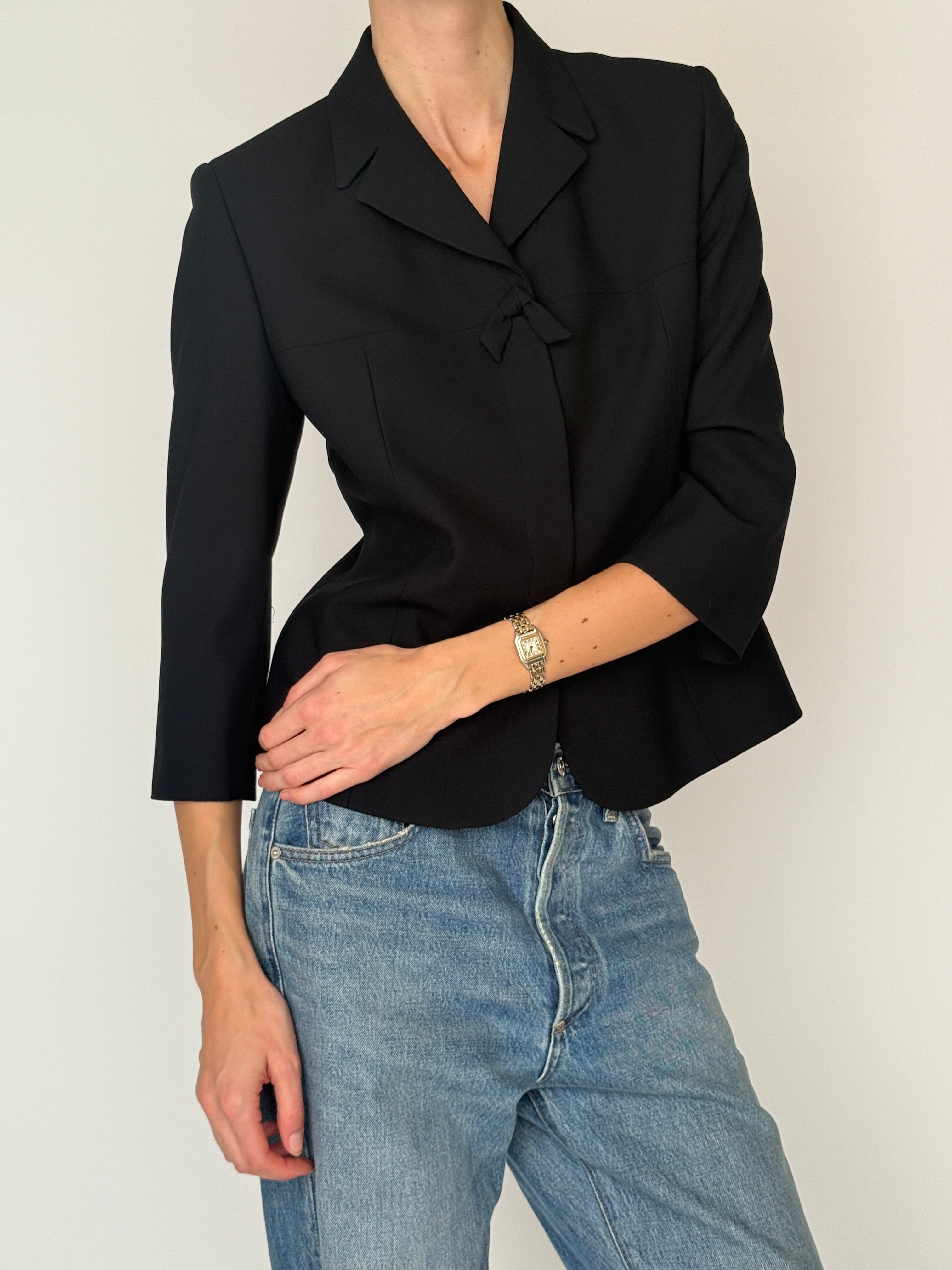 Vintage black cropped blazer side view