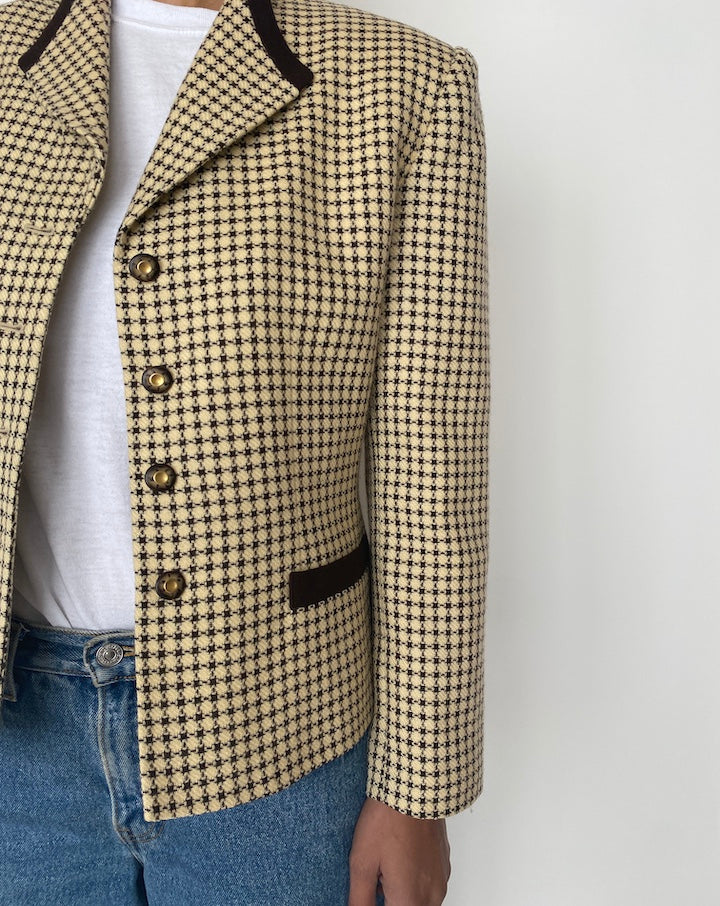 VINTAGE BEIGE AND BROWN BLAZER 2459