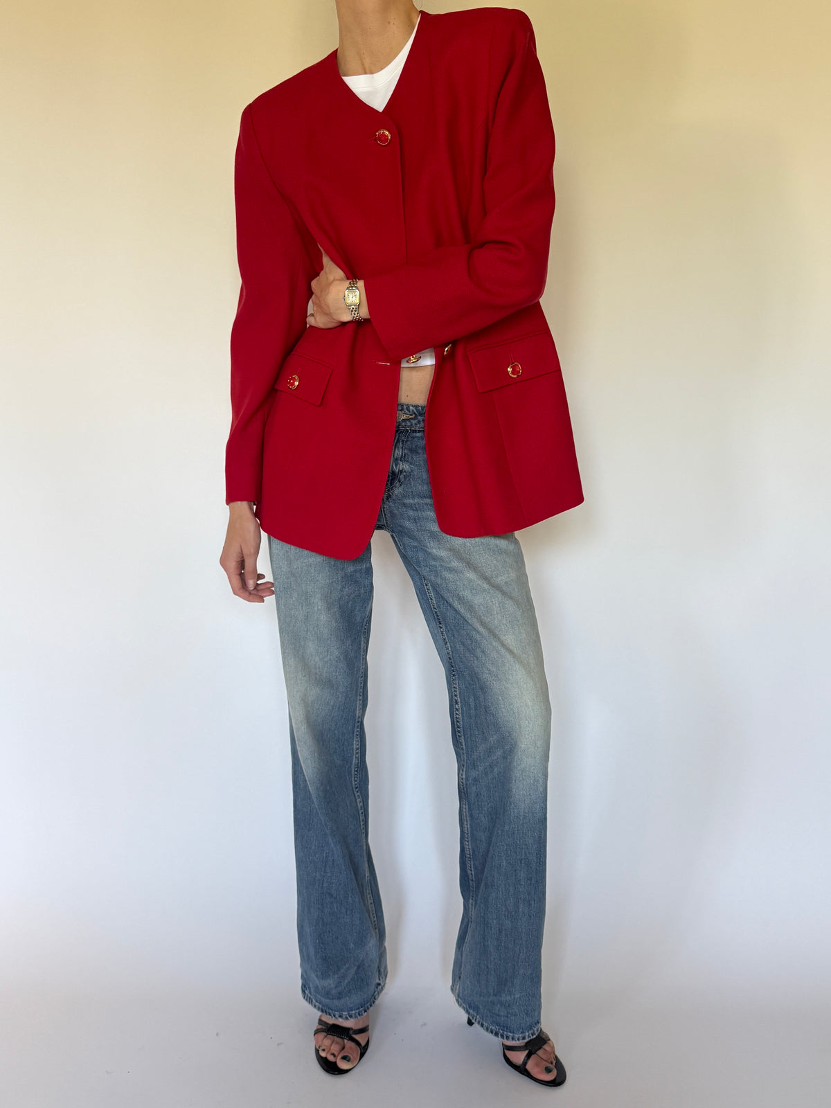 Vintage red wool jacket front view