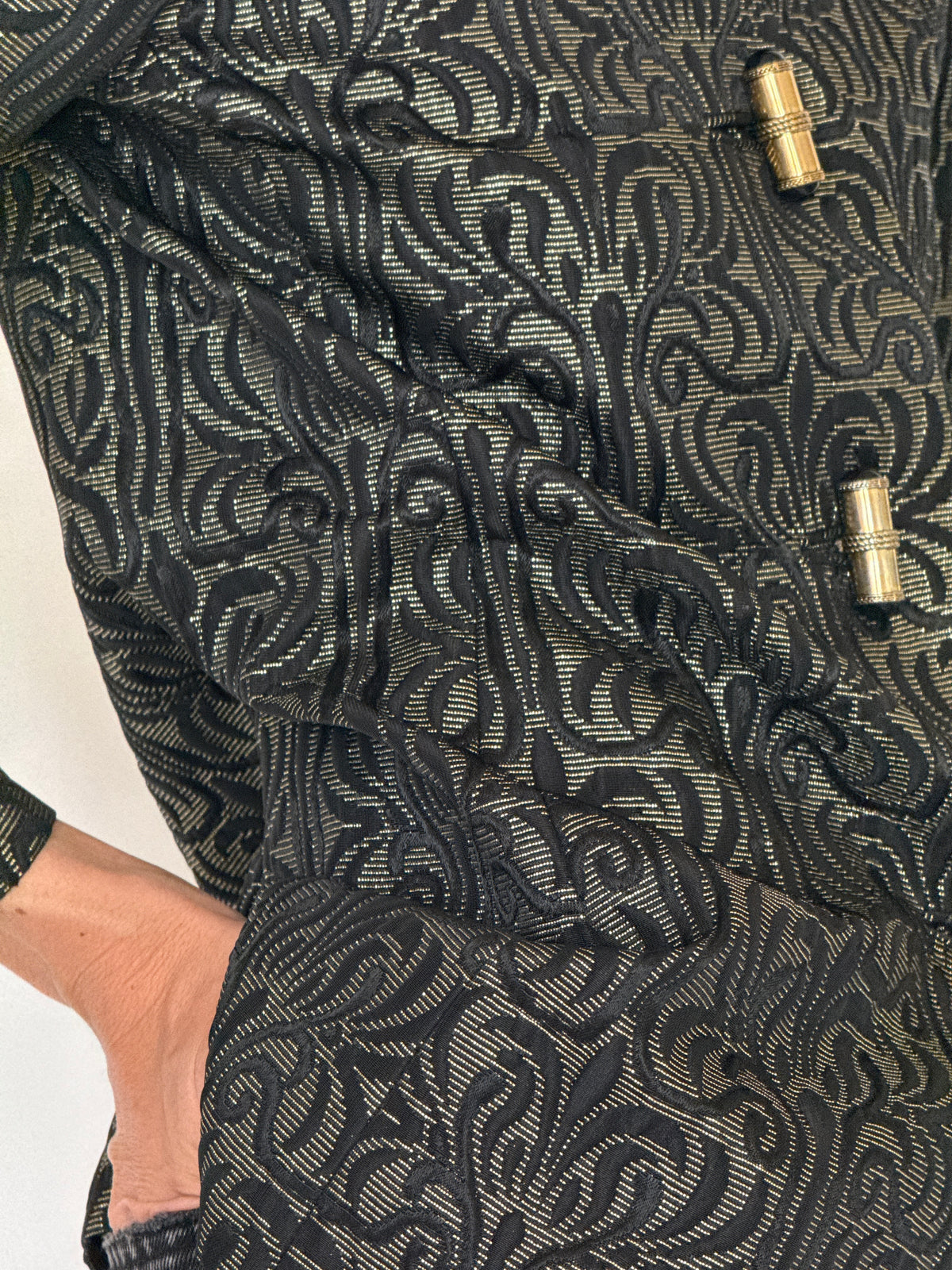 Vintage Metallic Jacquard Blazer Black Gold 7618