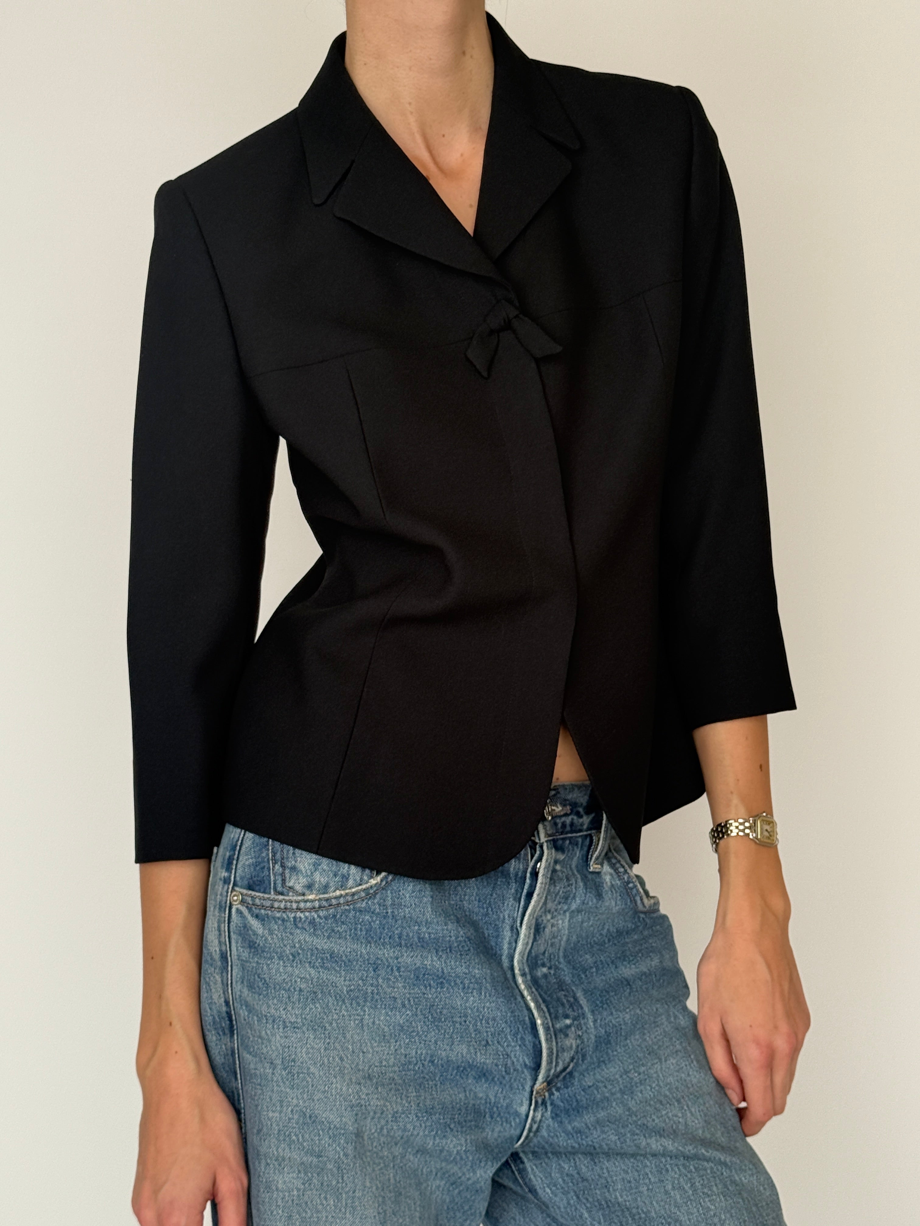 Vintage black cropped blazer side view