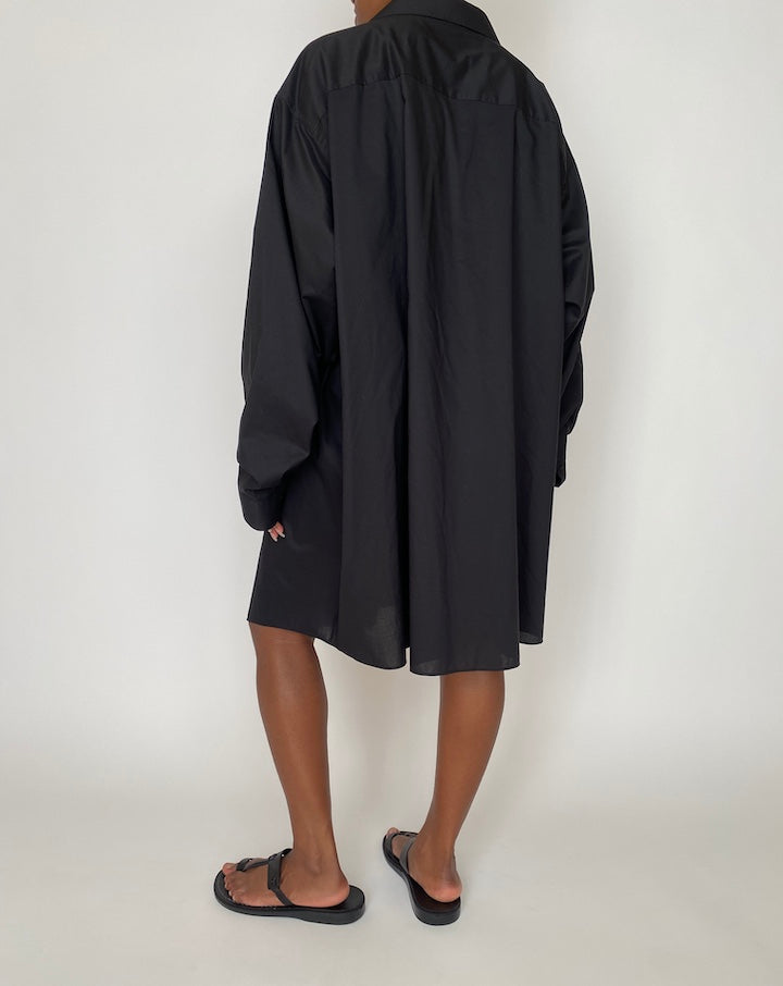 VINTAGE OVERSIZED BLACK SHIRT WORN AS DRESS 3904