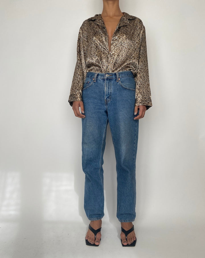 VINTAGE ANIMAL PRINTED BUTTON DOWN BLOUSE 2470