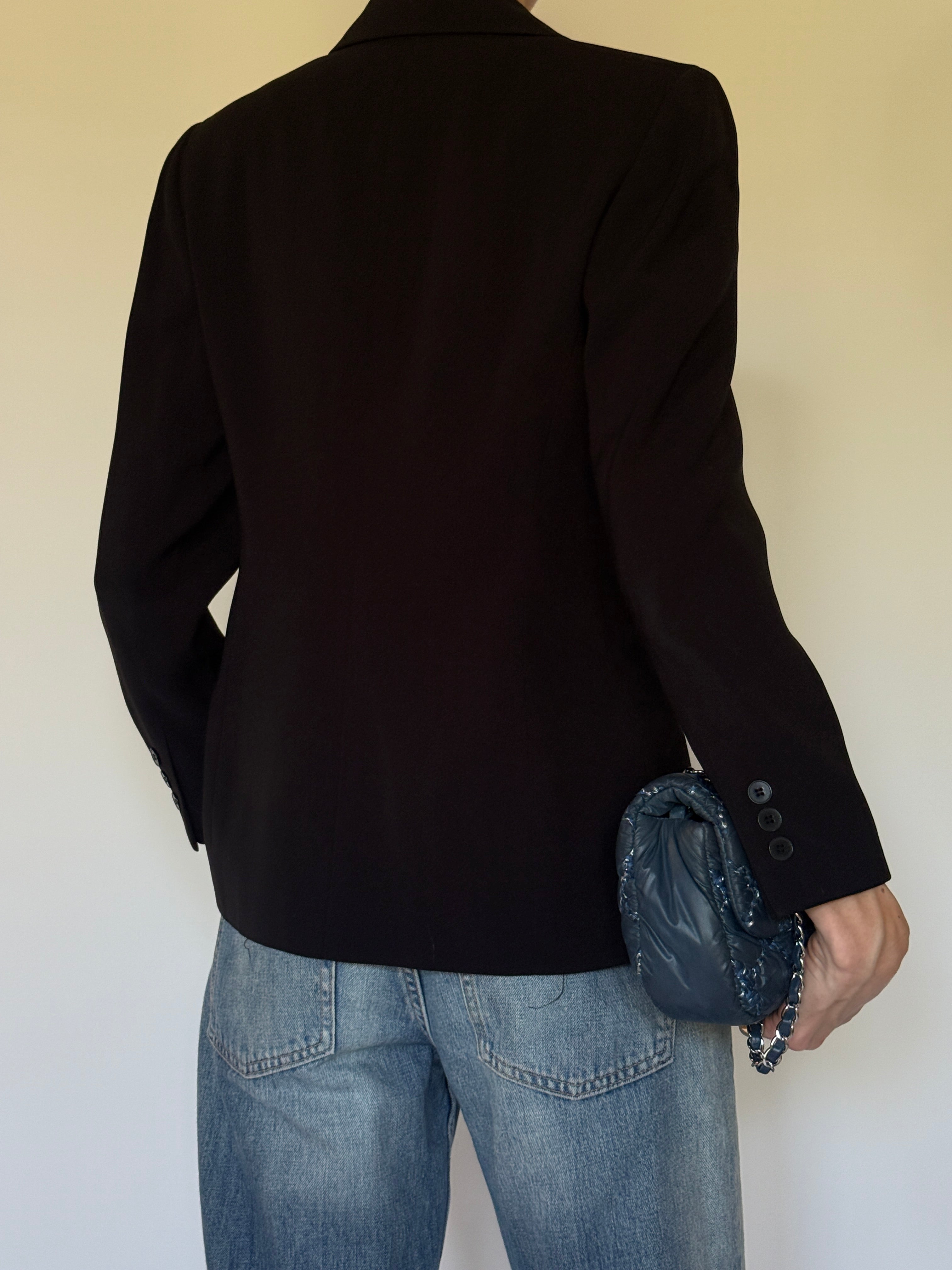 Vintage black tailored blazer back view