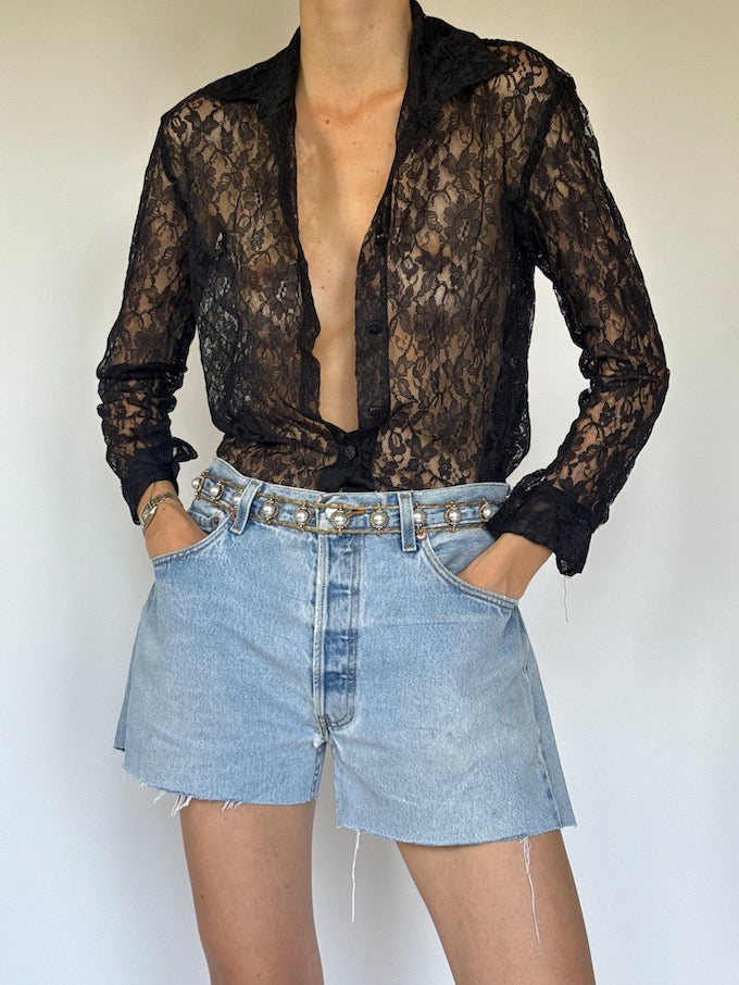Vintage lace top in black 6361