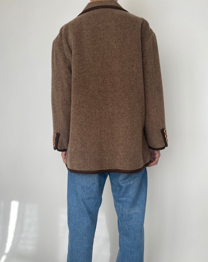 VINTAGE OVERSIZED BROWN BLAZER WITH DETAILED BUTTONS 2471