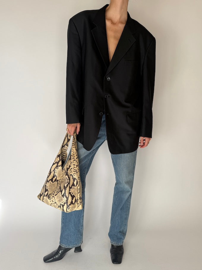 Vintage Oversized Wool Blazer Black 6674