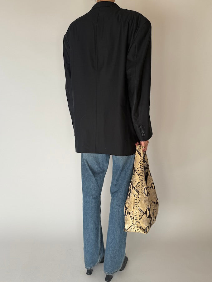 Vintage Oversized Wool Blazer Black 6674