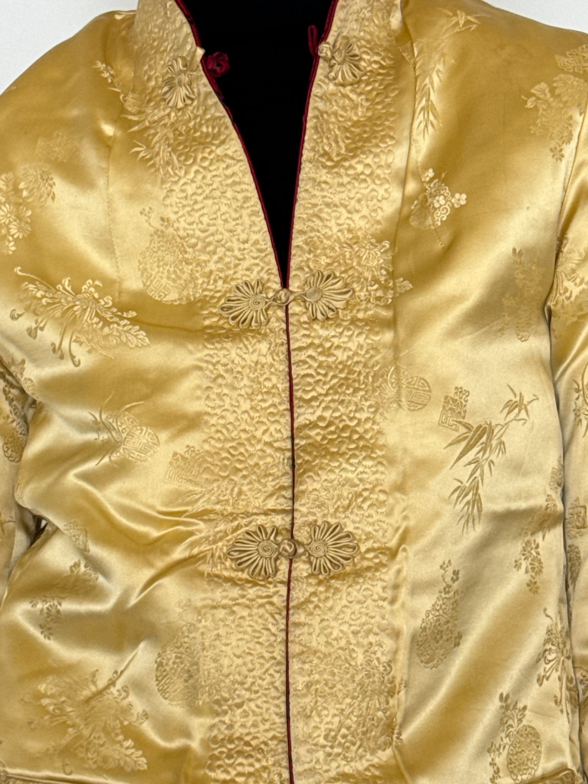 Vintage Reversible Ruby Red & Champagne Gold Brocade Jacket 8420