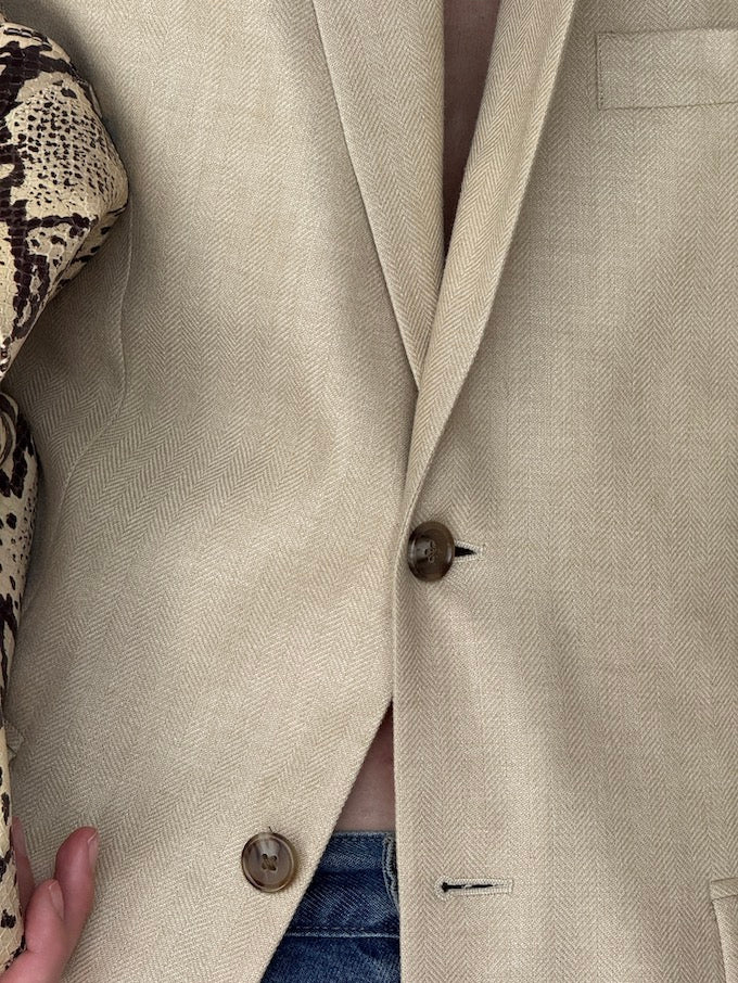 Vintage Single-Breasted Blazer Beige 6412