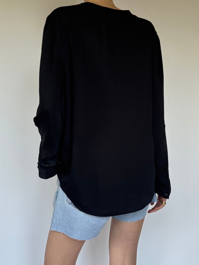 Vintage silk-like tunic black 6364
