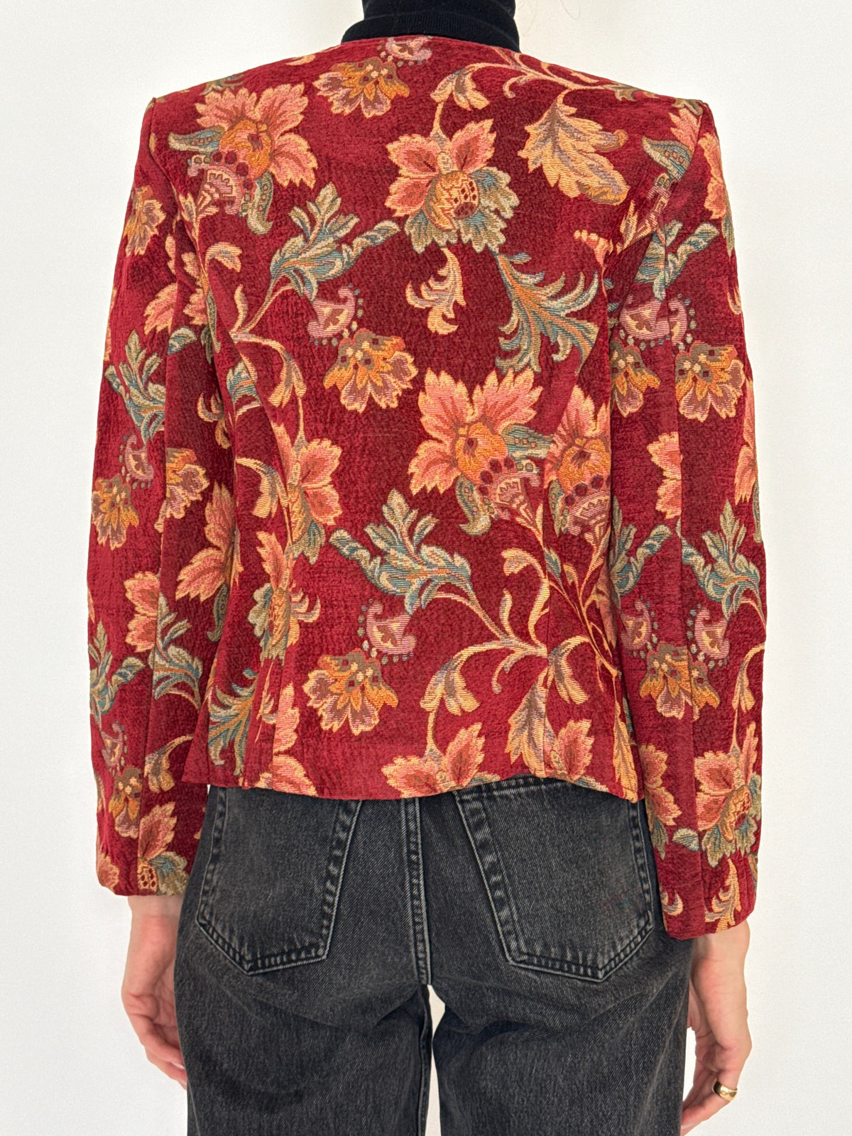 Vintage burgundy floral tapestry jacket 8446