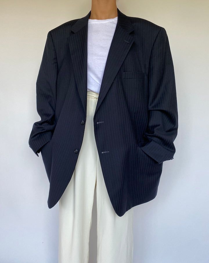 VINTAGE NAVY PINSTRIPED BLAZER 1085