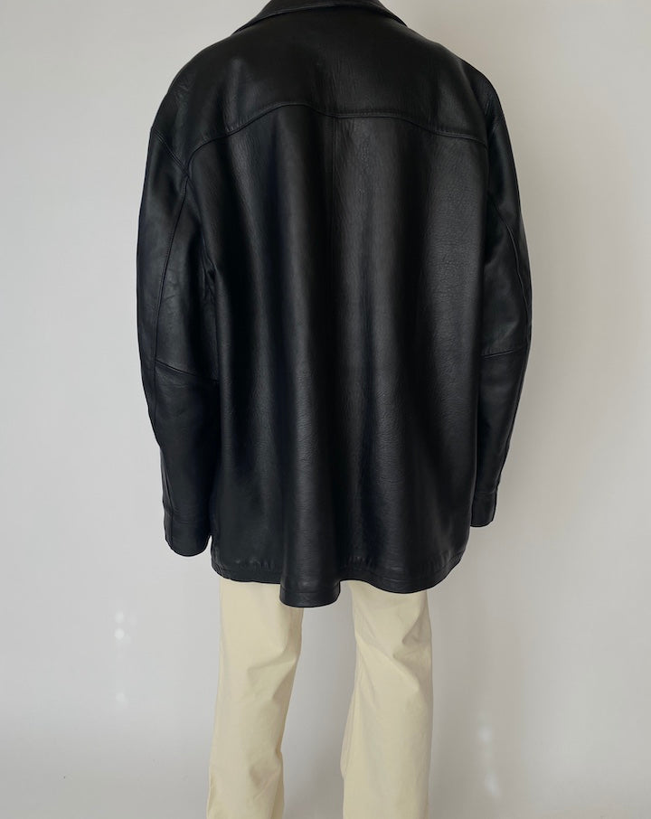 VINTAGE OVERSIZED BLACK LEATHER JACKET 2479
