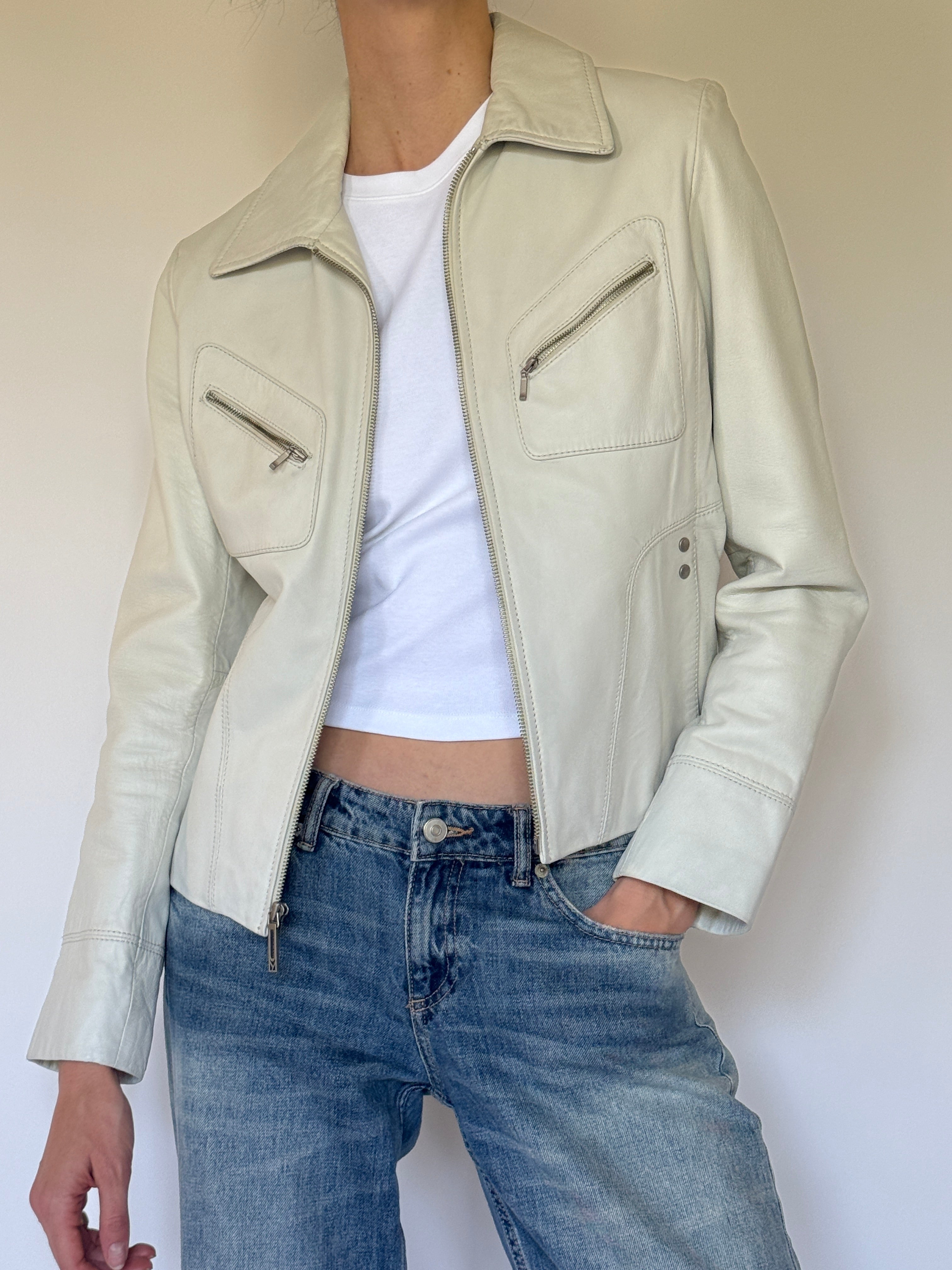 Vintage leather jacket front view