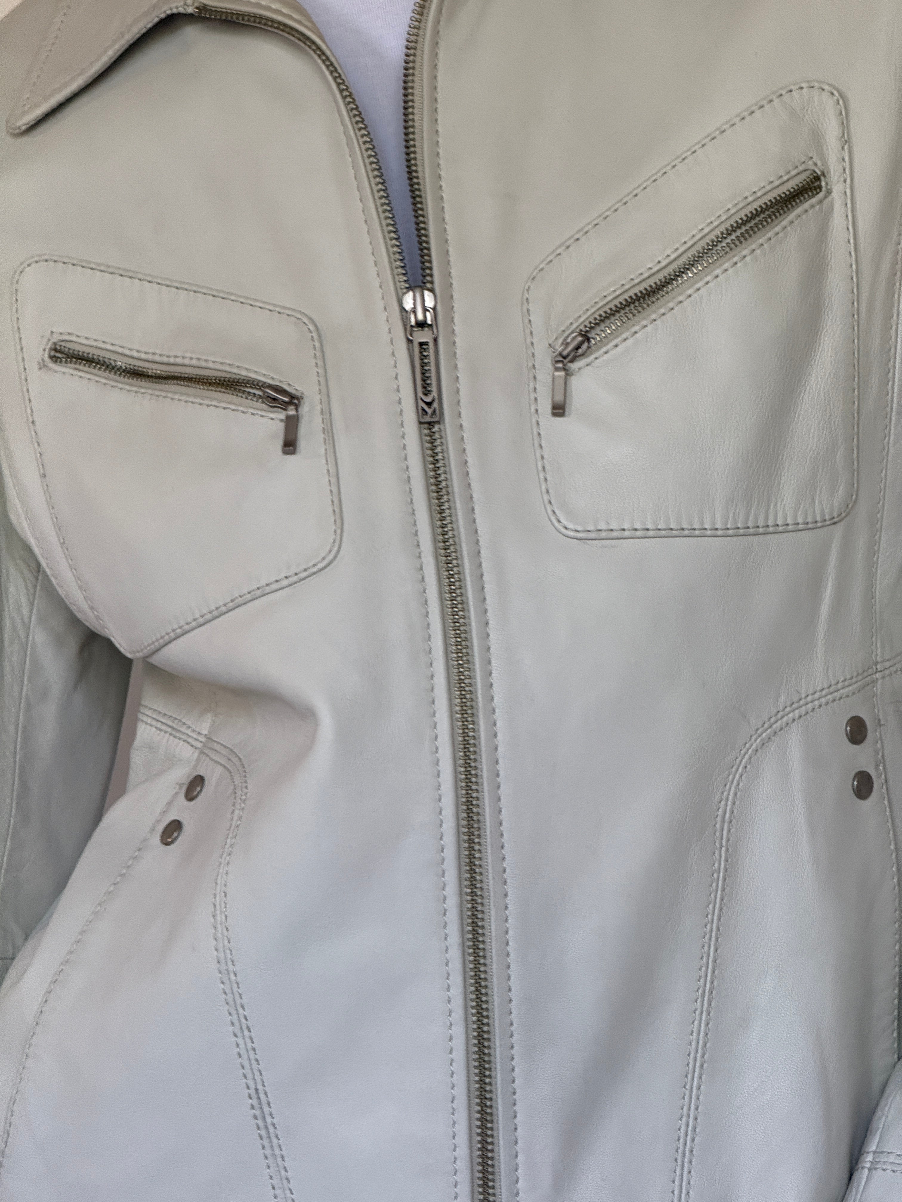 Vintage cream leather close-up