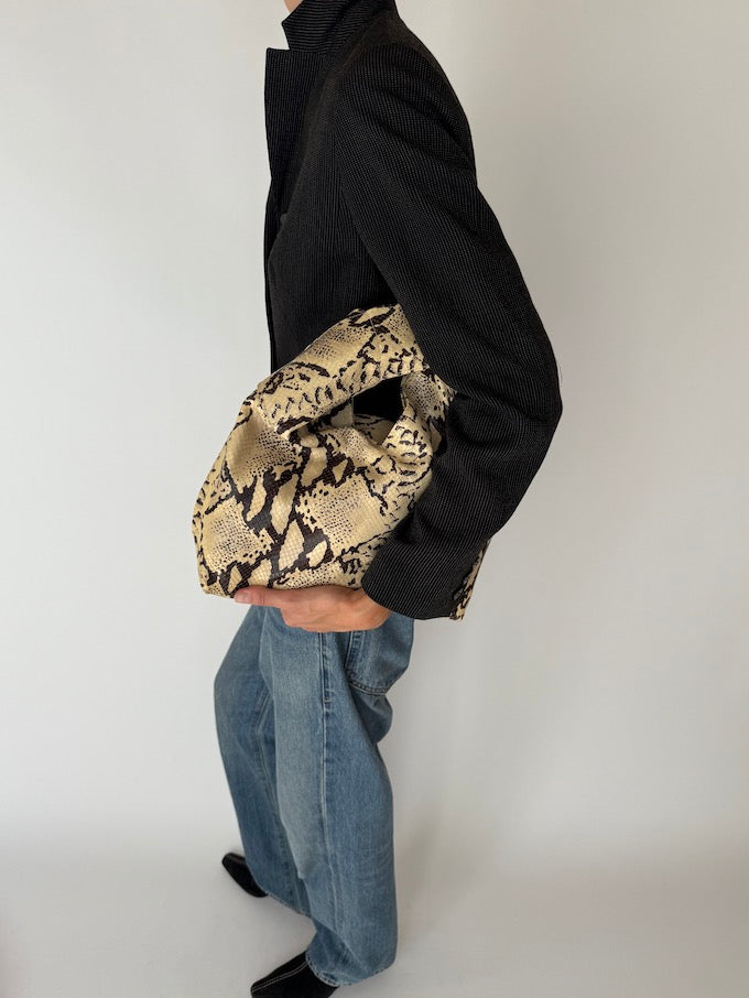 Vintage Fitted Textured Wool Blazer Black 6016