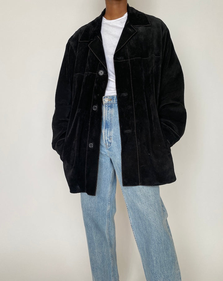 VINTAGE BLACK SUEDE LEATHER JACKET 3818