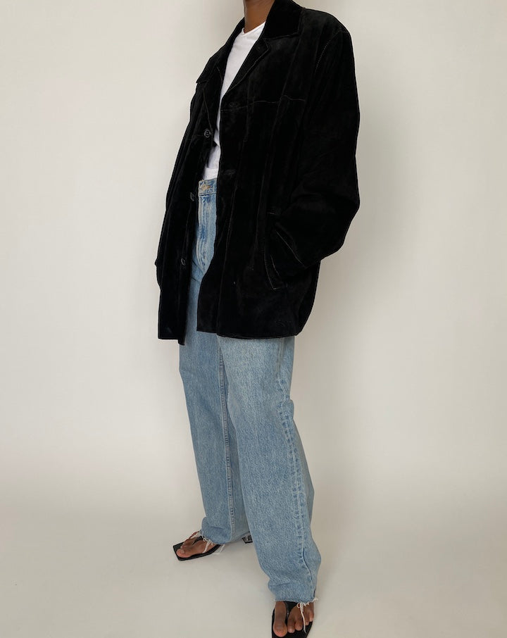 VINTAGE BLACK SUEDE LEATHER JACKET 3818