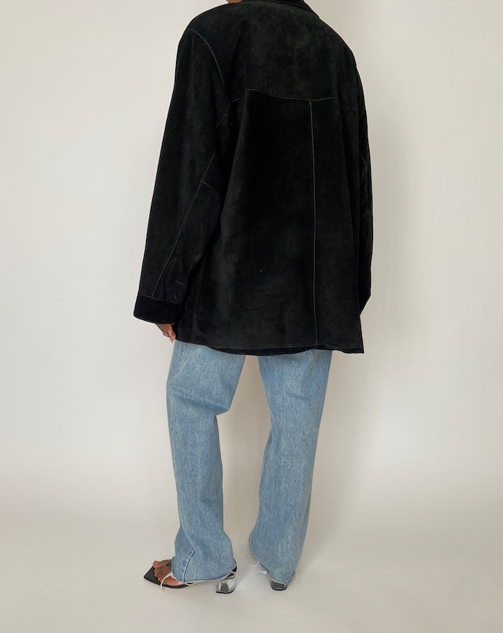 VINTAGE BLACK SUEDE LEATHER JACKET 3818