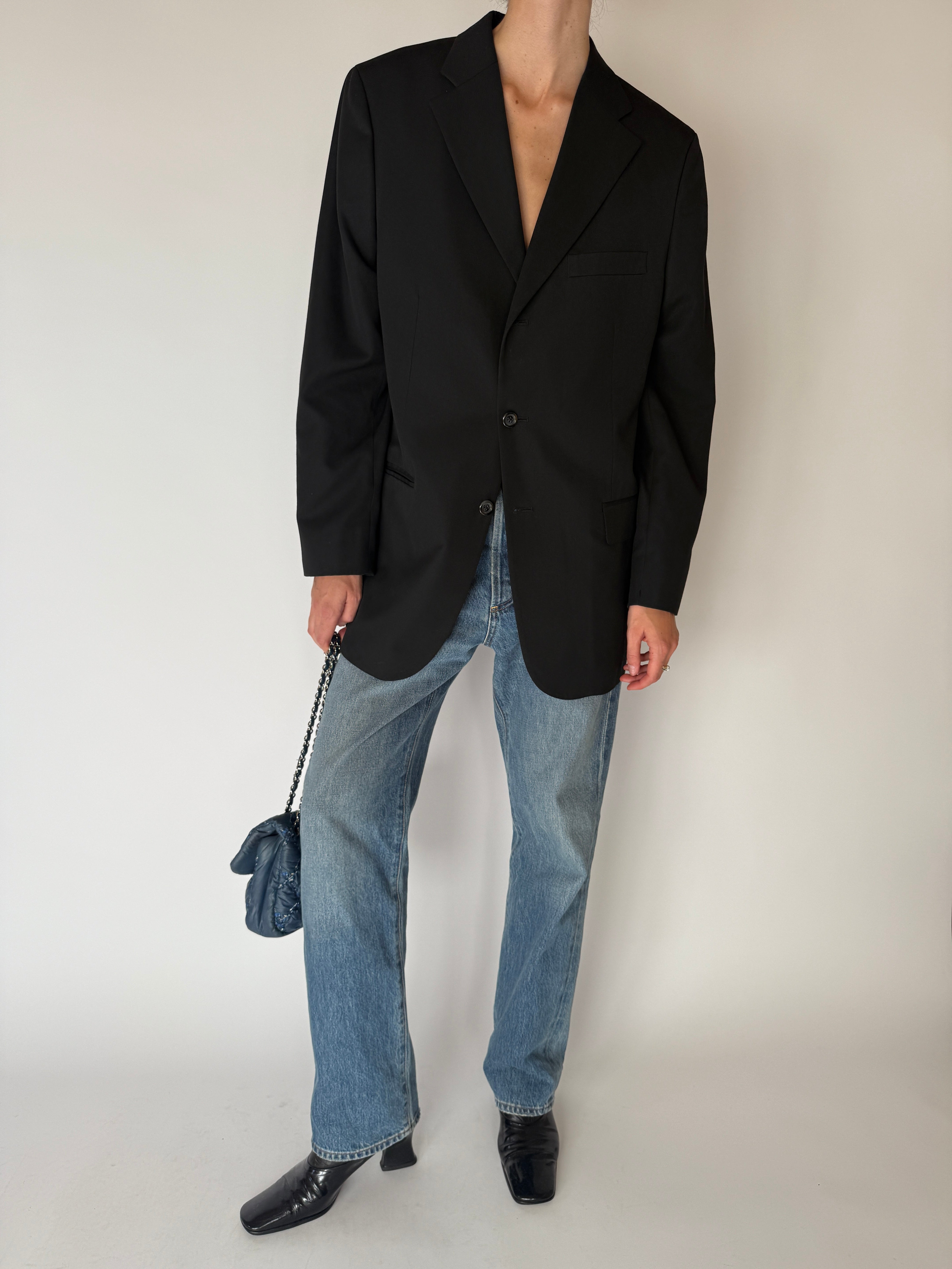 Vintage Single-Breasted Blazer Black 6683