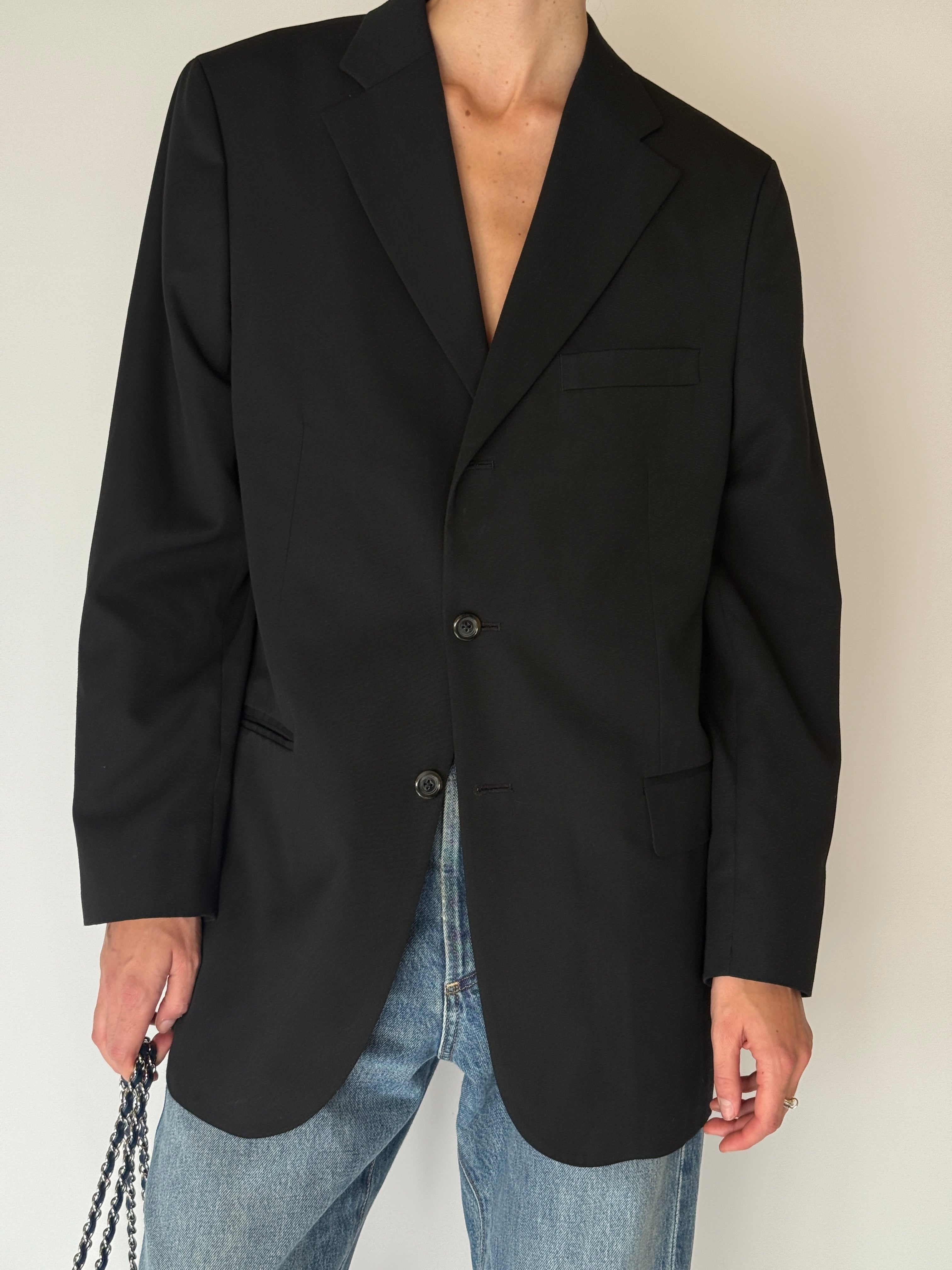 Vintage Single-Breasted Blazer Black 6683