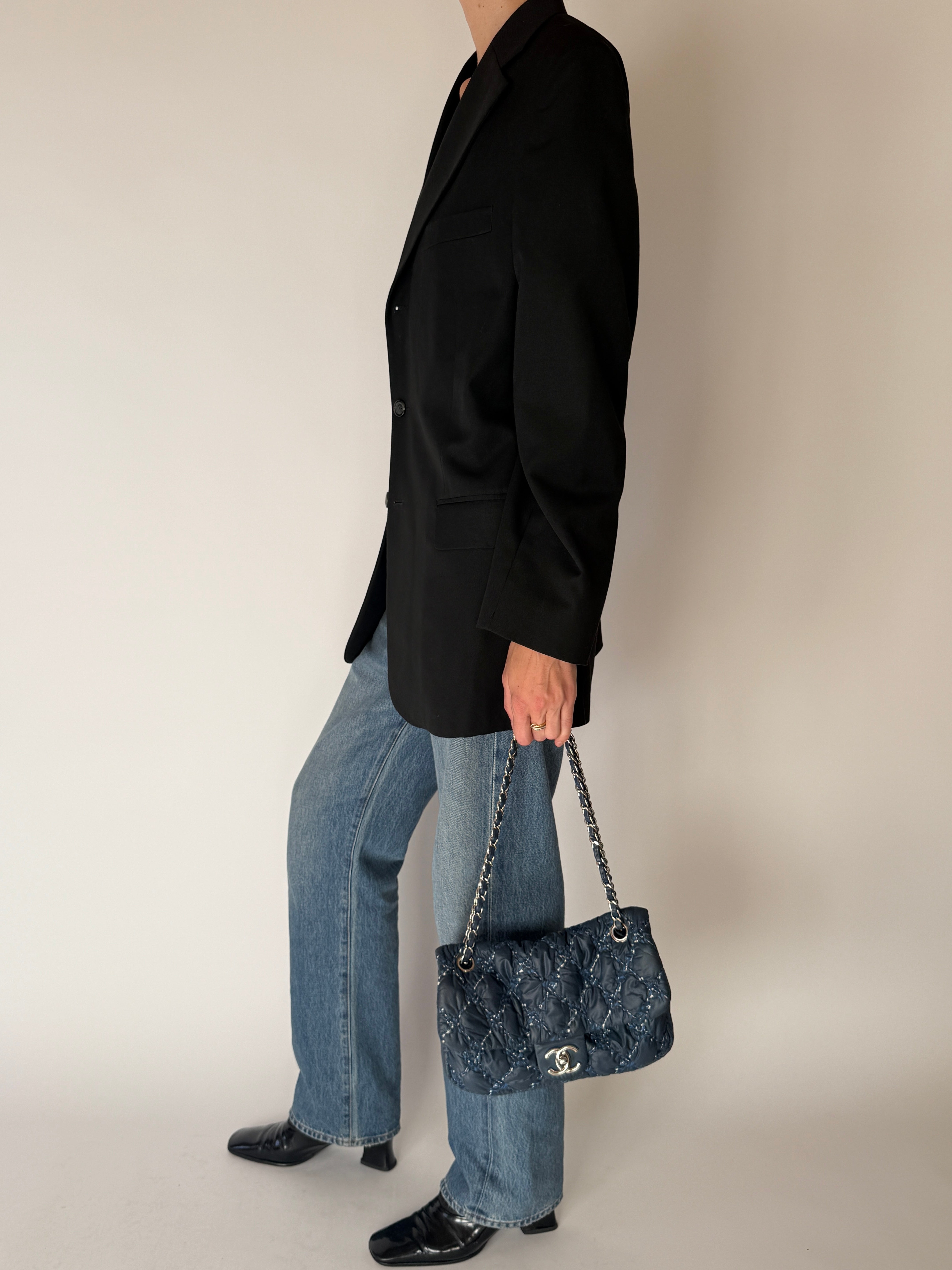 Vintage Single-Breasted Blazer Black 6683