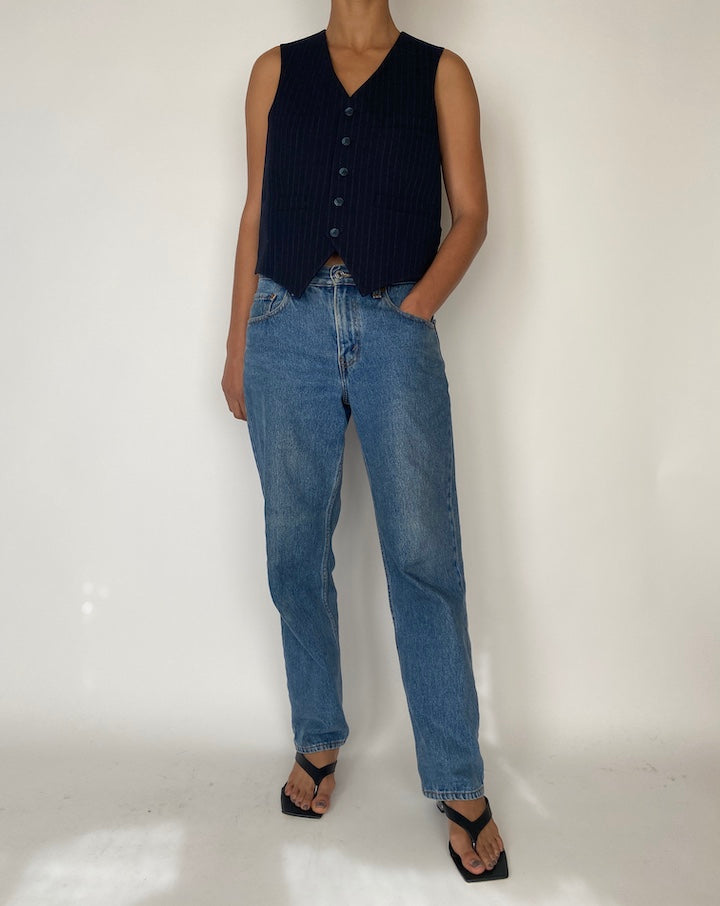 VINTAGE NAVY PINSTRIPED VEST 2483