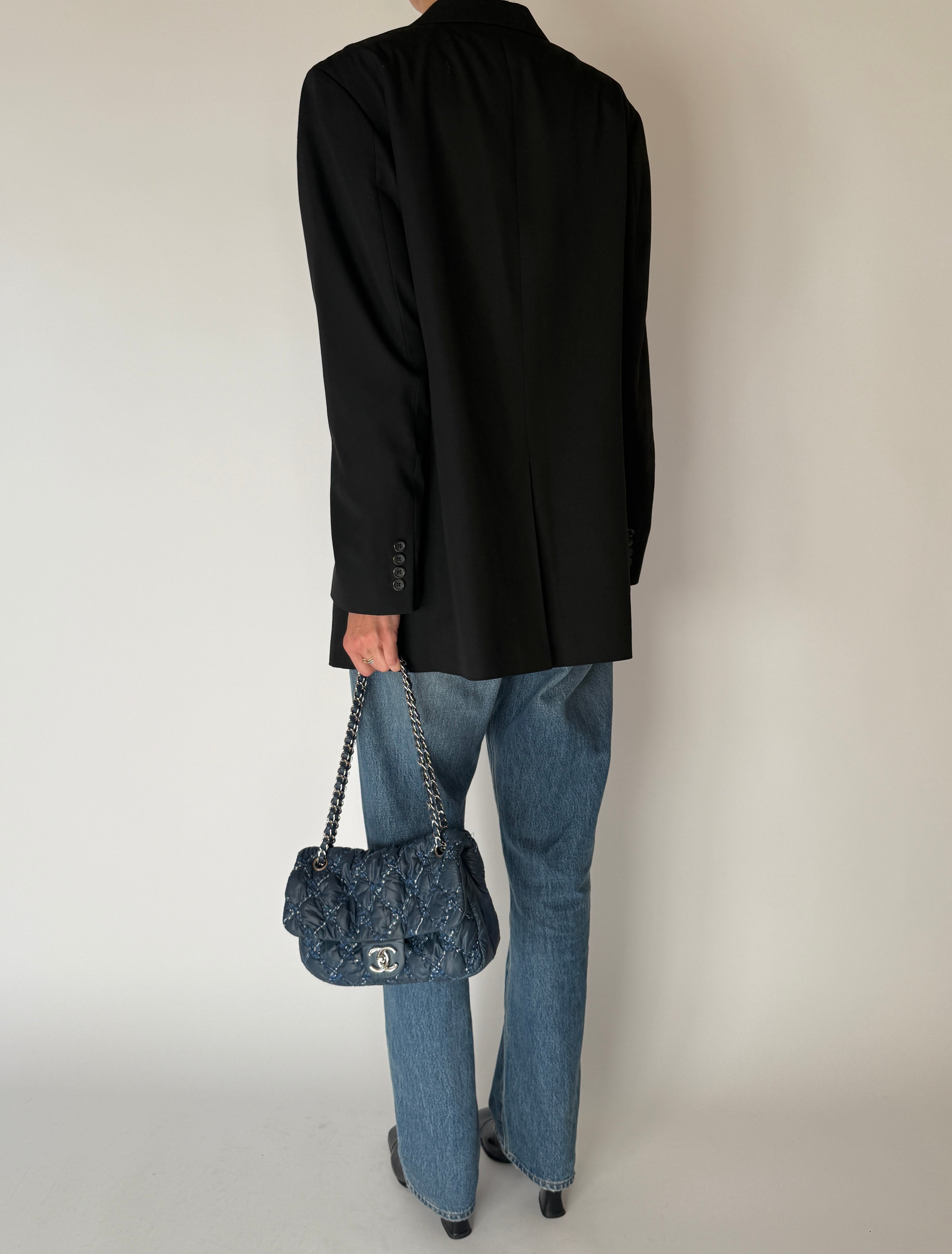 Vintage Single-Breasted Blazer Black 6683