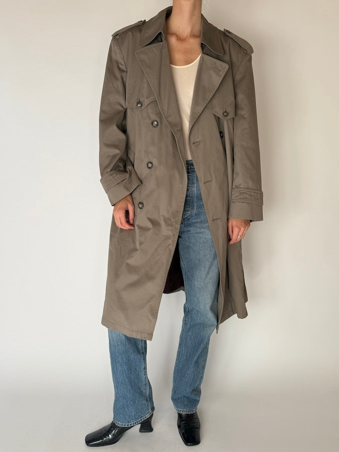 Vintage Double-Breasted Trench Coat Taupe 6684