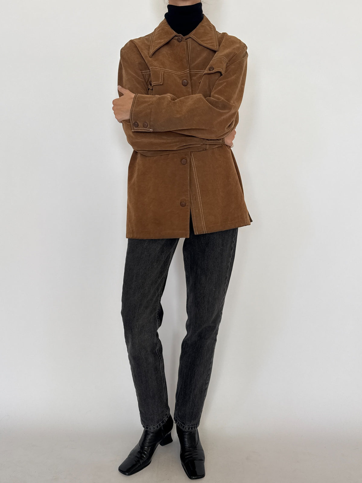Vintage brown faux suede Western jacket