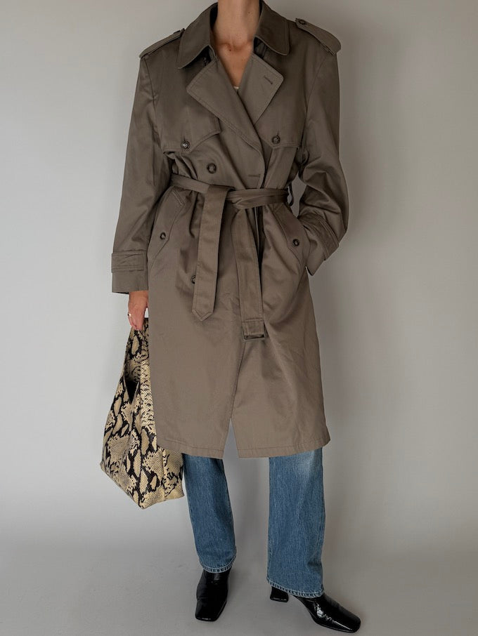 Vintage Double-Breasted Trench Coat Taupe 6684