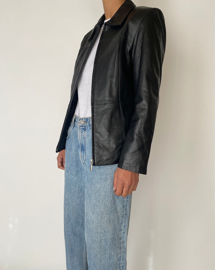 VINTAGE BLACK LEATHER JACKET 2485