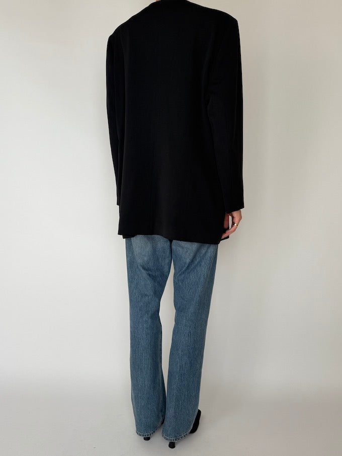 Vintage Black Long Sequin Blazer 5982