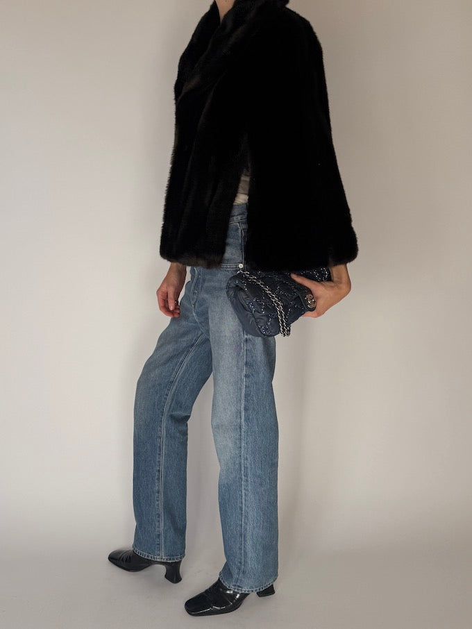 Vintage Faux Fur Cape Jacket Brown 6685