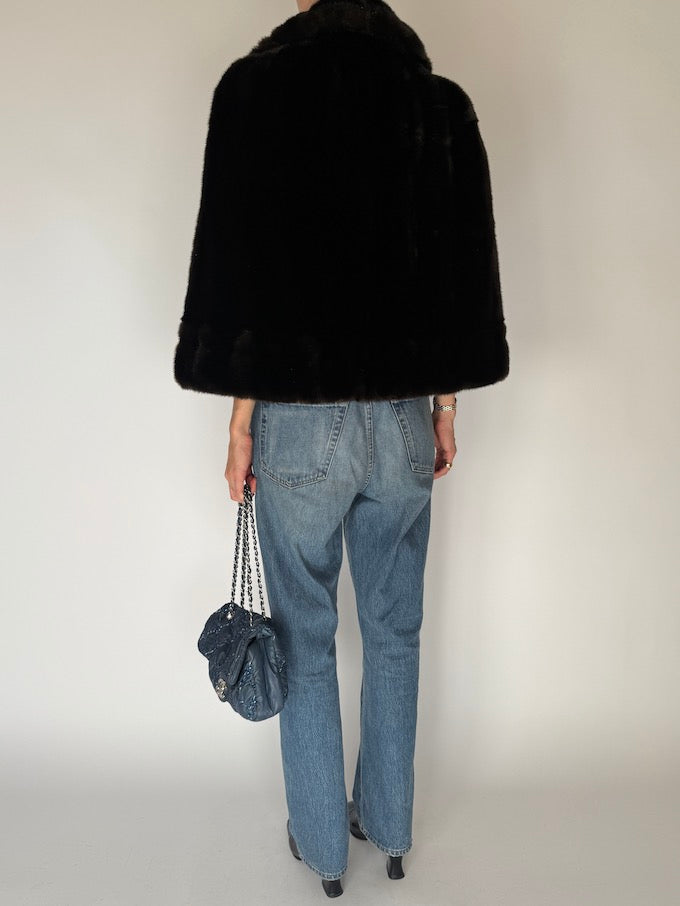 Vintage Faux Fur Cape Jacket Brown 6685