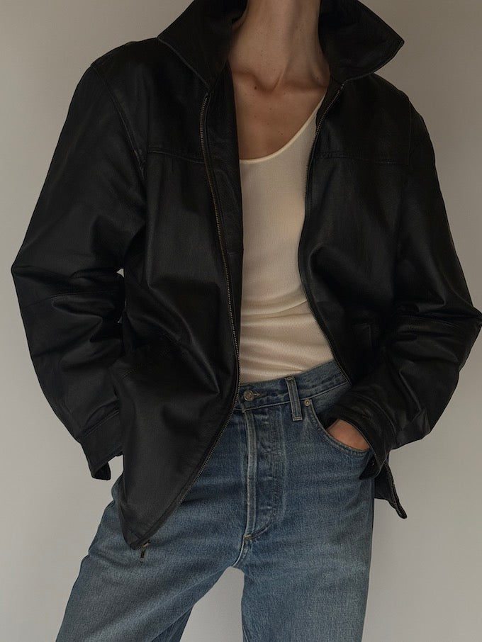 Vintage Black Leather Jacket 6686