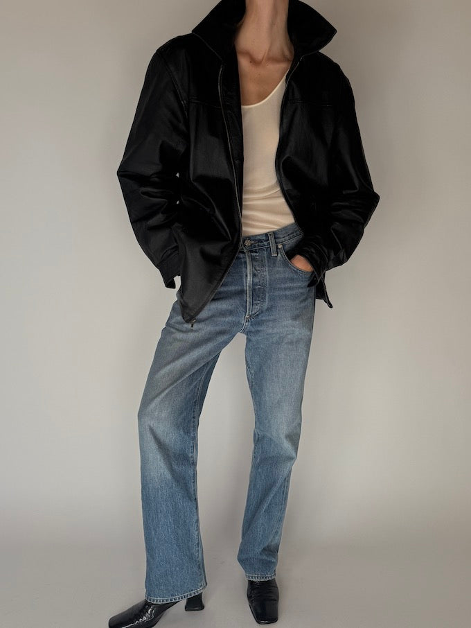 Vintage Black Leather Jacket 6686