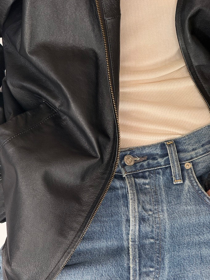 Vintage Black Leather Jacket 6686