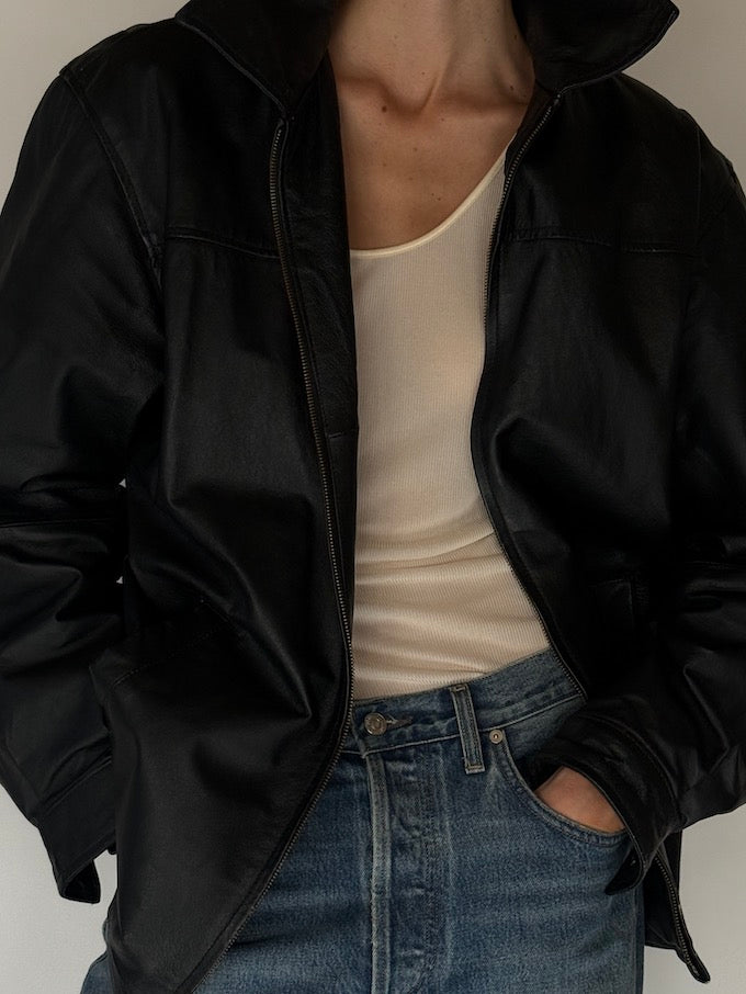 Vintage Black Leather Jacket 6686