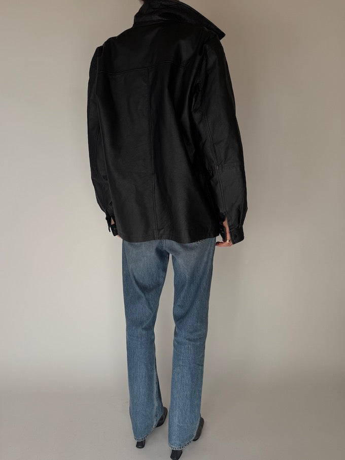 Vintage Black Leather Jacket 6686