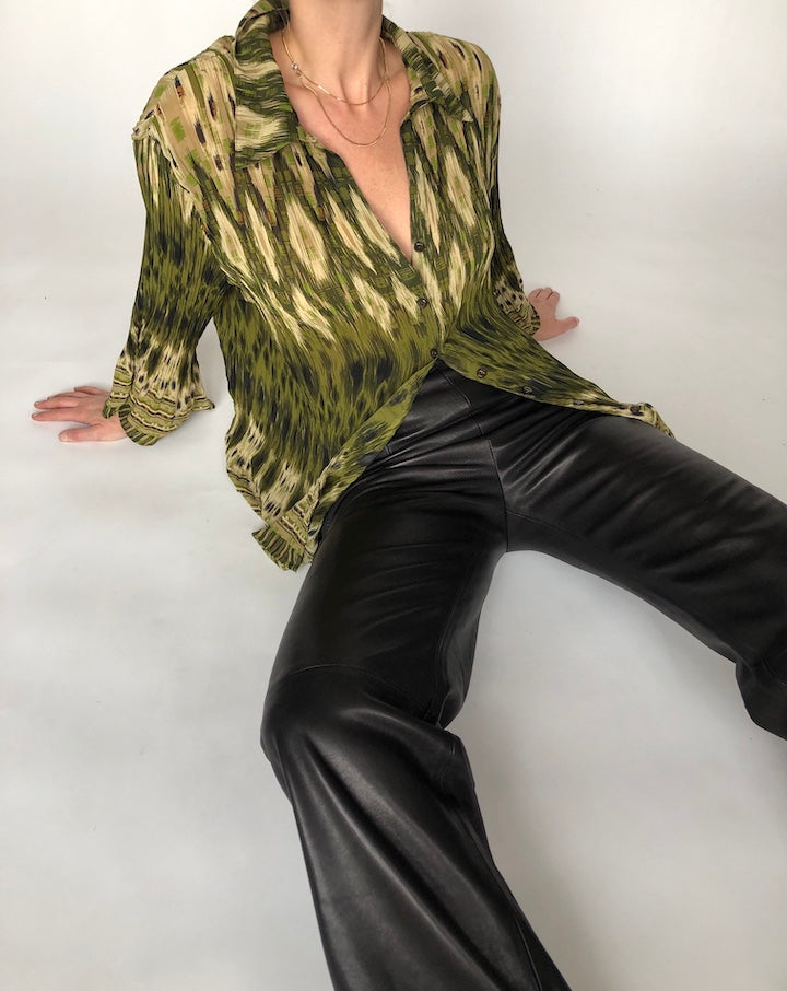 VINTAGE GREEN PATTERNED BLOUSE 148