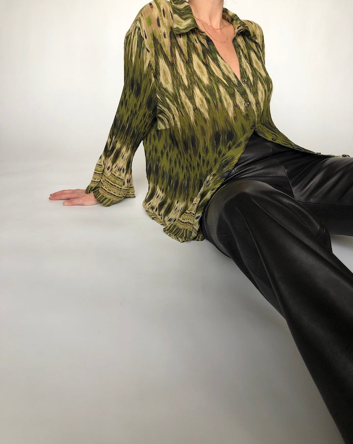 VINTAGE GREEN PATTERNED BLOUSE 148